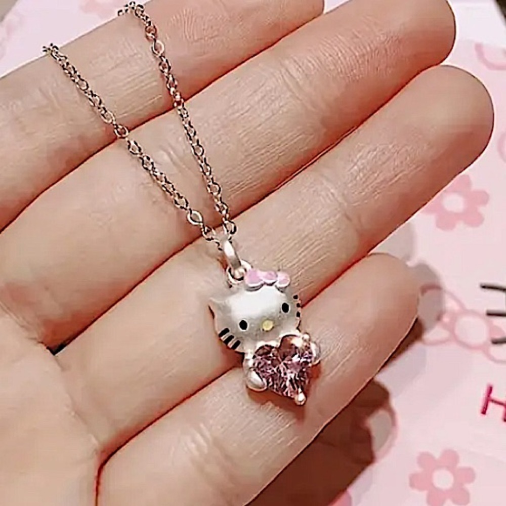 Sanrio Hello Kitty Sterling Silver Charm Pendant Necklace